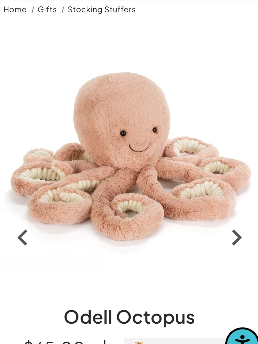 Jellycat Odell Octopus Large Plush Toy Soft Stuffed Animal collectible